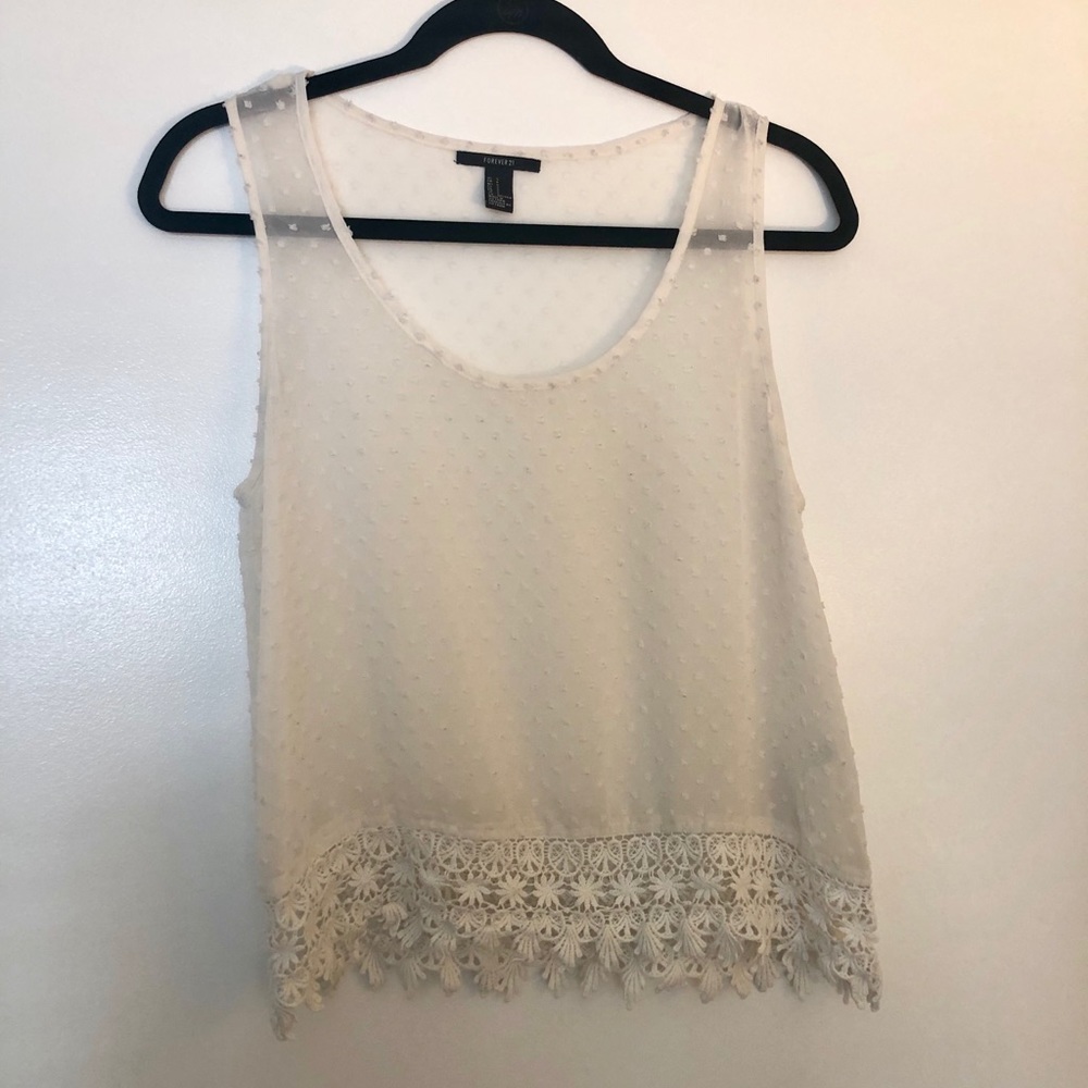 Boho Lace Detail Sleeveless Top - Picture 1 of 5